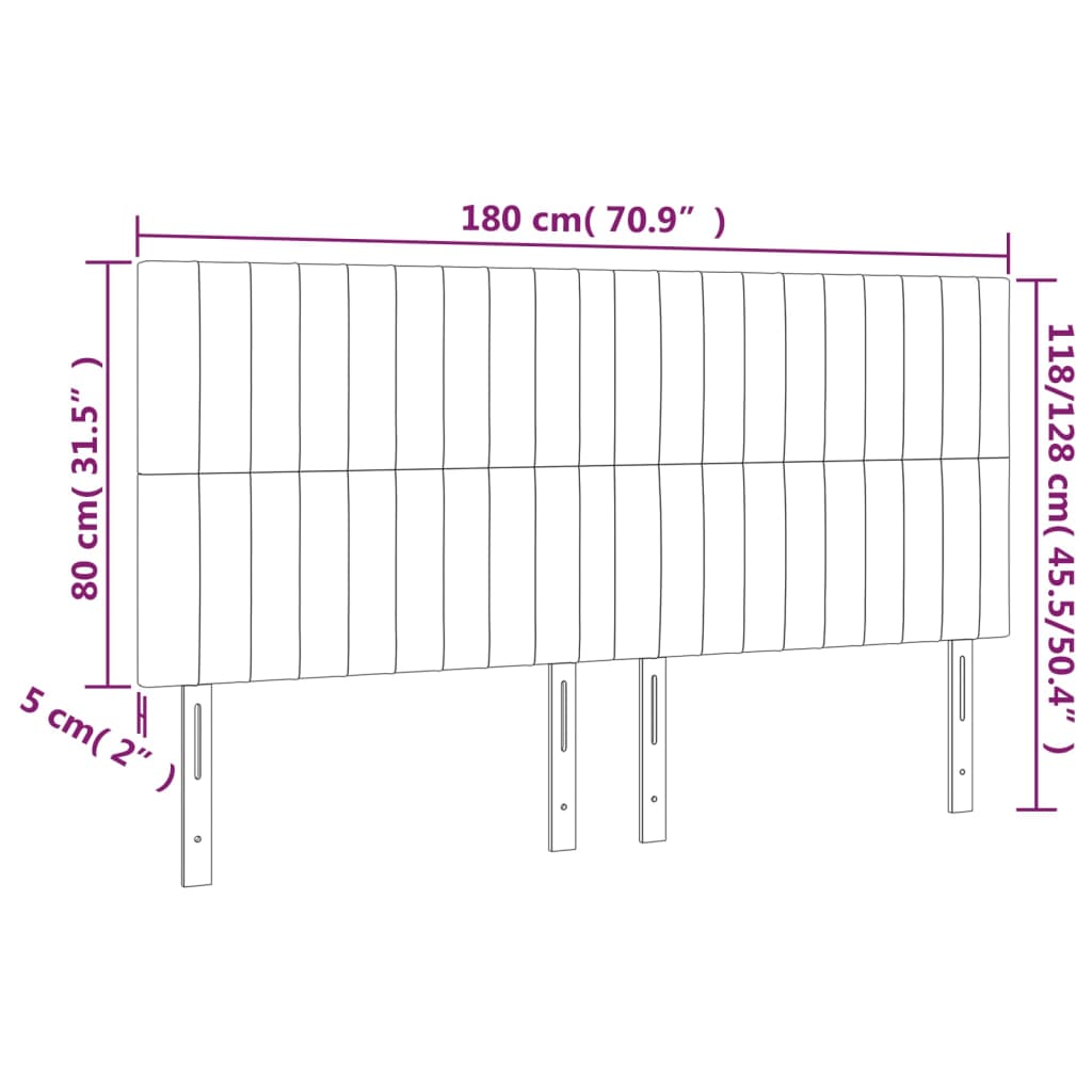 vidaXL Cabeceira de cama 4 pcs tecido 90x5x78/88 cm castanho-escuro