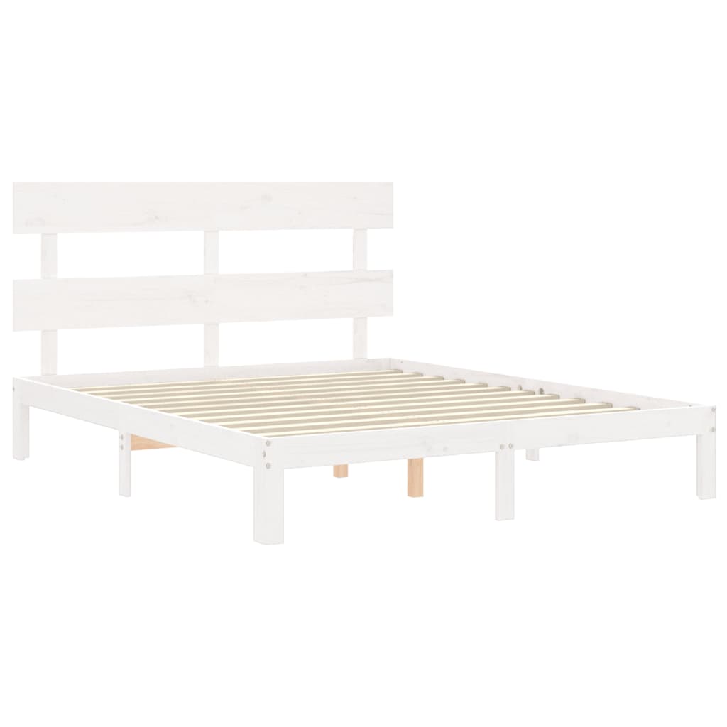 vidaXL Estrutura de cama com cabeceira 160x200 cm madeira maciça