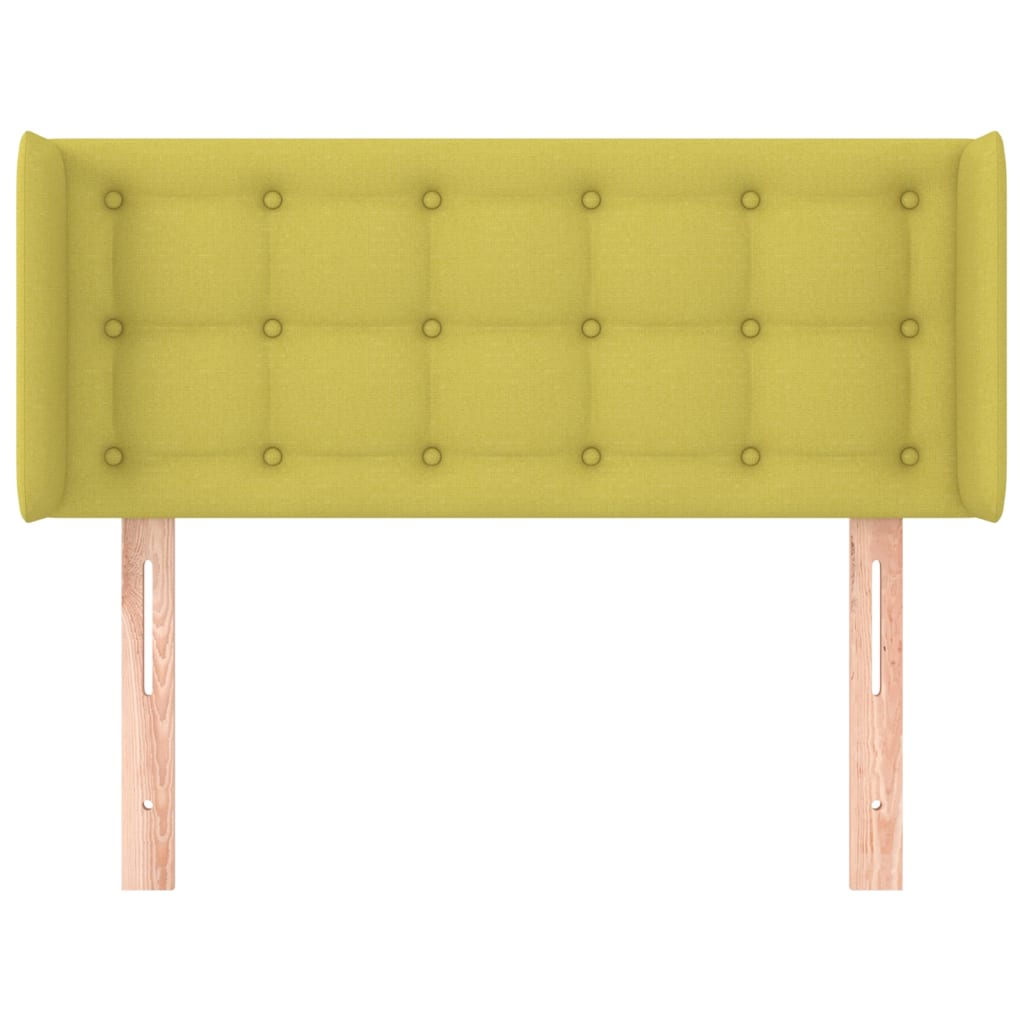 vidaXL Cabeceira de cama c/ abas tecido 103x16x78/88 cm verde