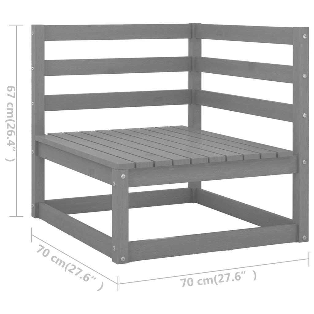 vidaXL 8 pcs conjunto lounge de jardim pinho sólido cinzento