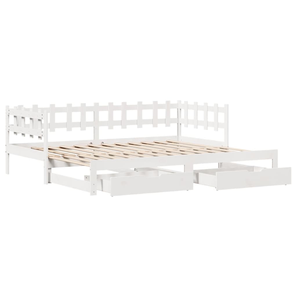 vidaXL Sofá-cama c/ gavetão e gavetas branco 80x200cm madeira de pinho