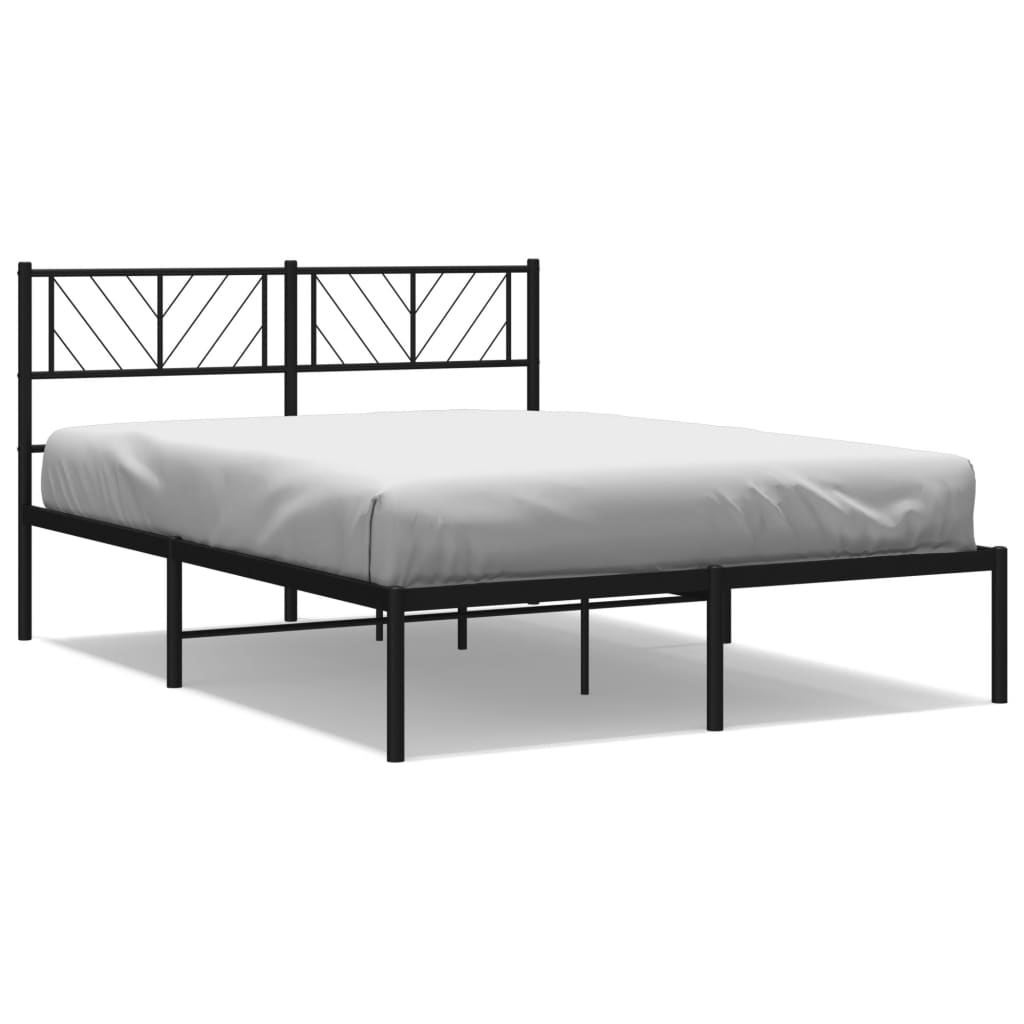 vidaXL Estrutura de cama em metal com cabeceira 150x200 cm preto