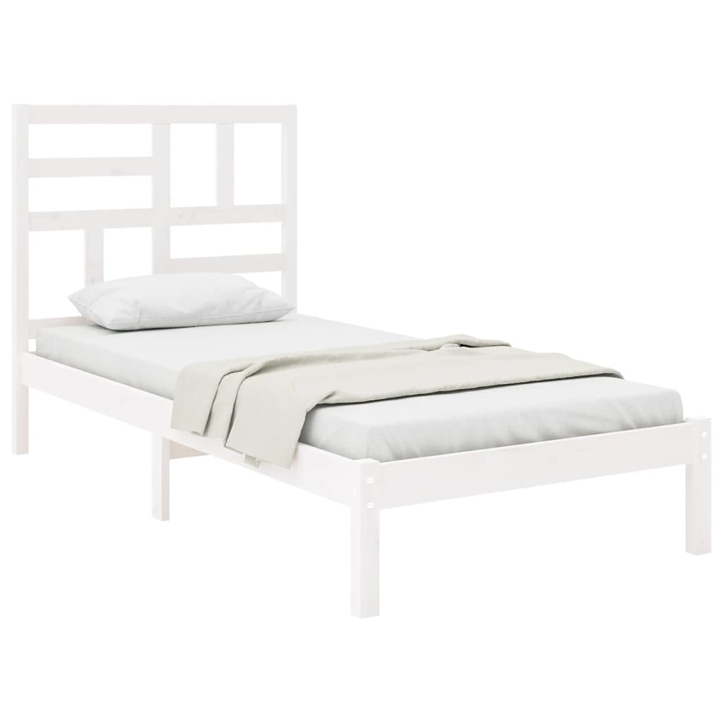 vidaXL Estrutura de cama solteiro 90x190 cm madeira maciça branco