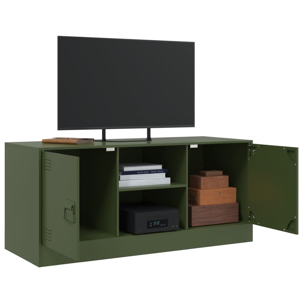 vidaXL Móvel de TV 99x39x44 aço verde azeitona