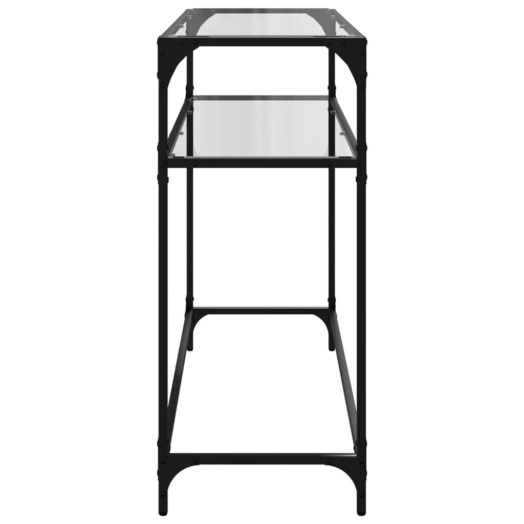 vidaXL Mesa consola com tampo em vidro transparente 98x35x81 cm aço