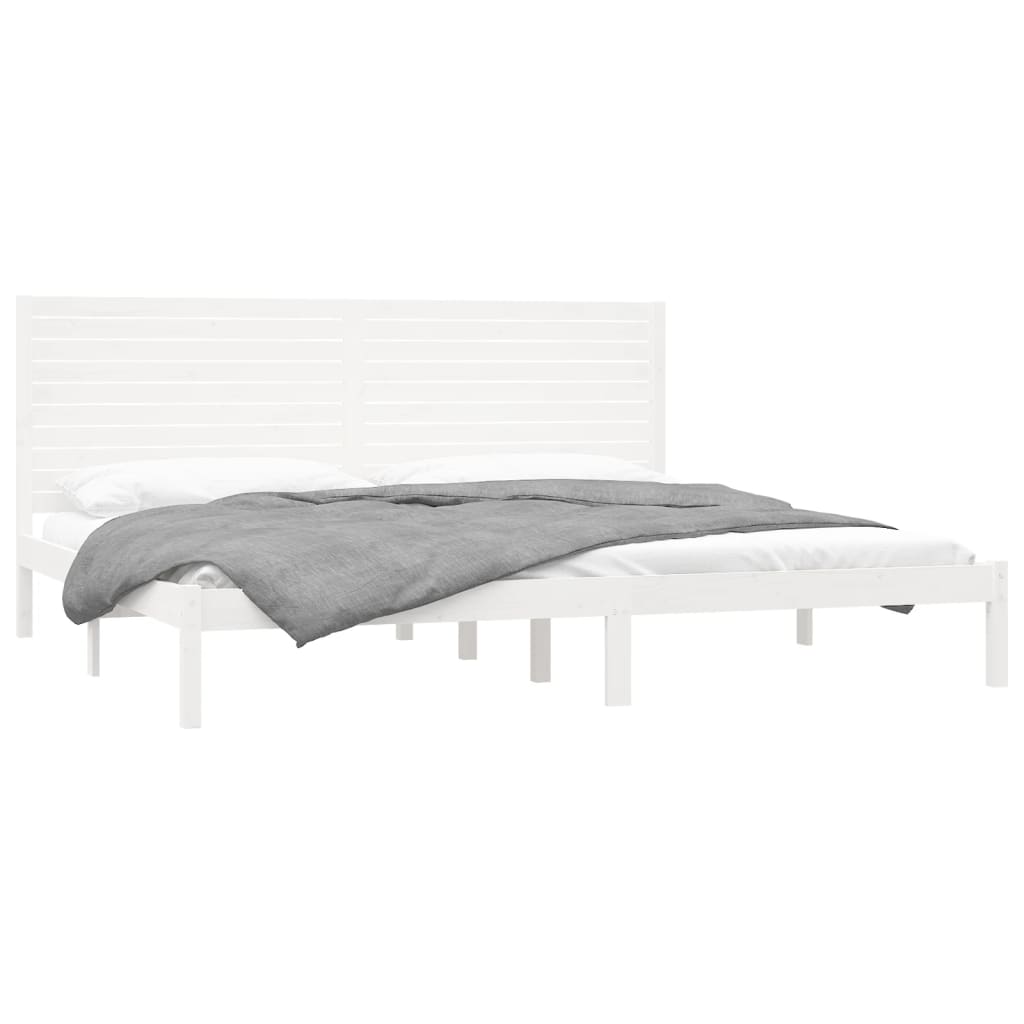 vidaXL Estrutura de cama super king pinho maciço 180x200 cm branco