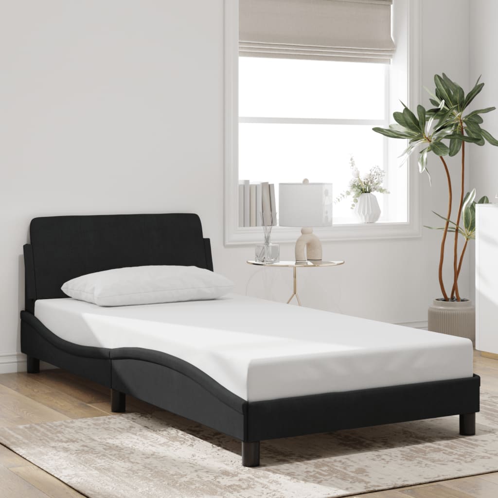 vidaXL Estrutura de cama c/ cabeceira 100x200 cm veludo preto