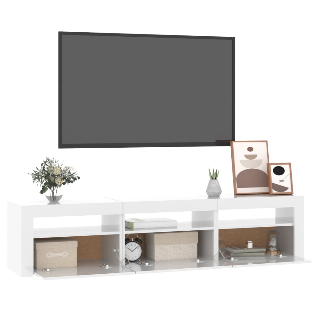 vidaXL Móvel de TV com luzes LED 180x35x40 cm branco brilhante