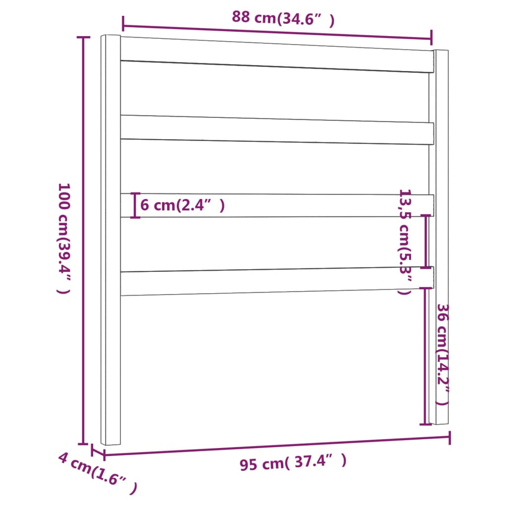 vidaXL Cabeceira de cama 95x4x100 cm pinho maciço branco