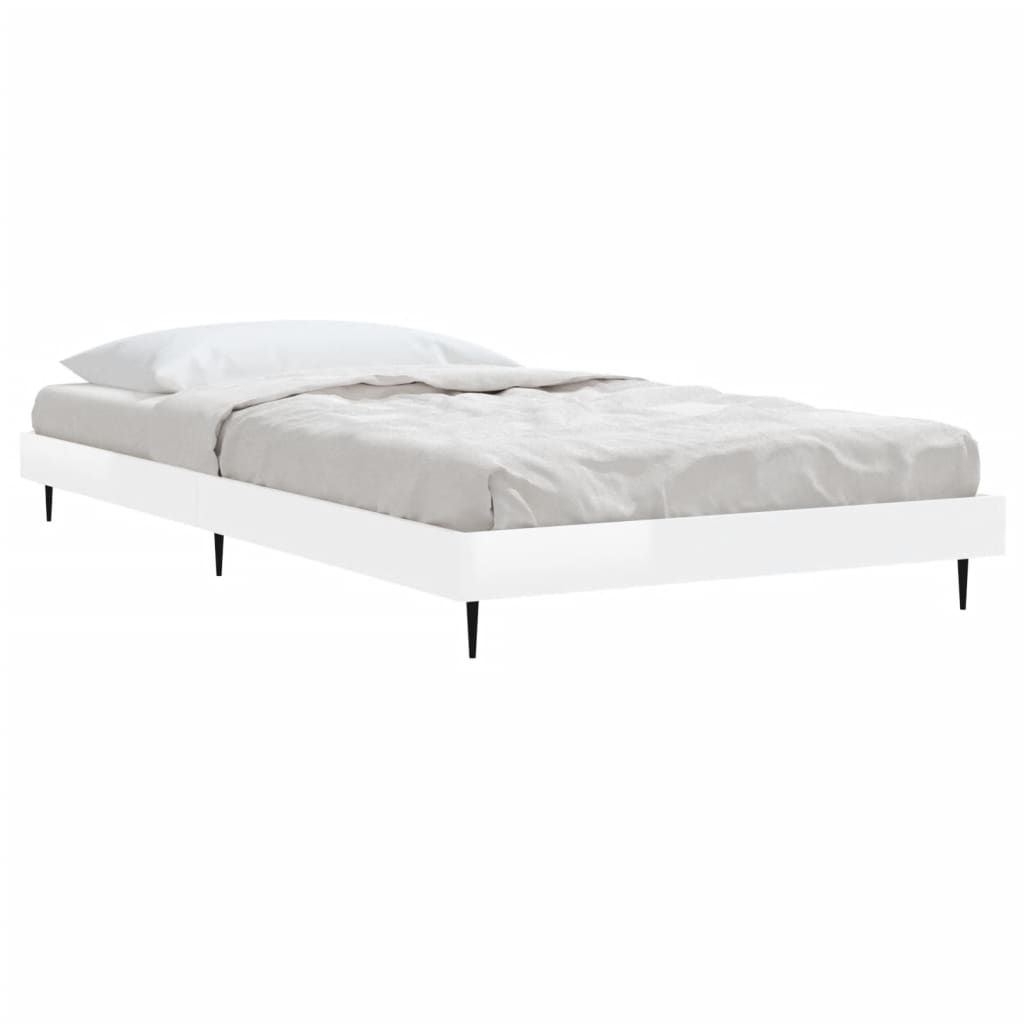 vidaXL Estrutura cama 90x190 cm derivados de madeira branco brilhante