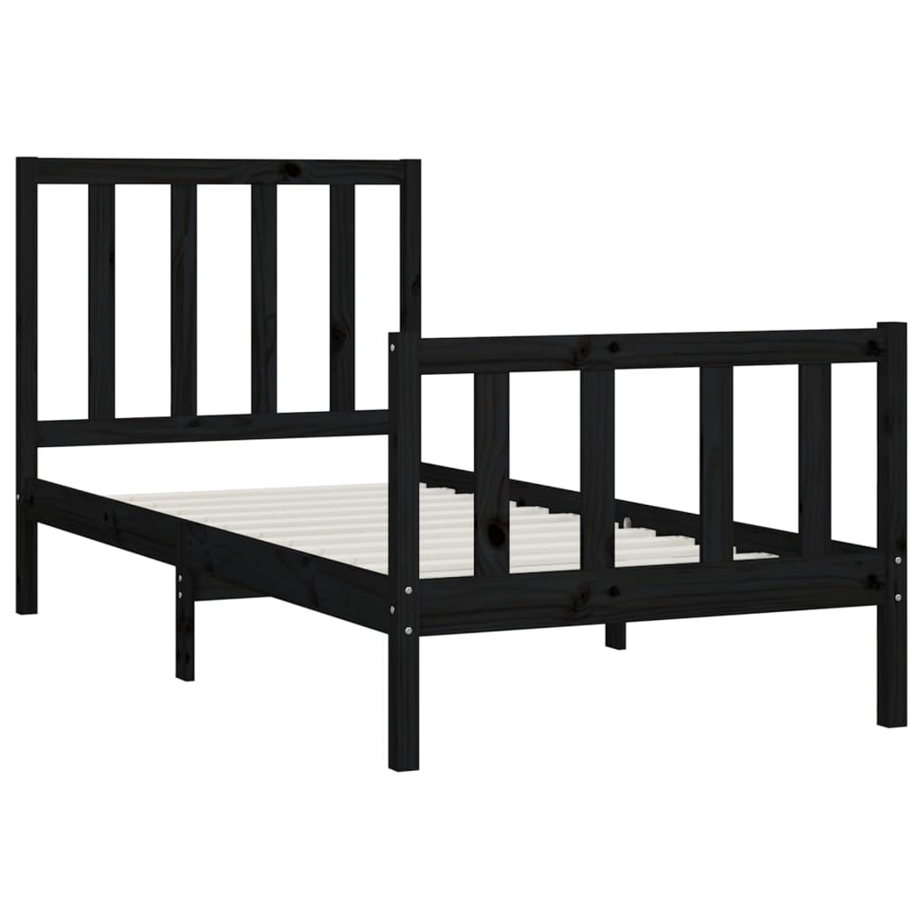 vidaXL Estrutura de cama 100x200 cm madeira maciça preto