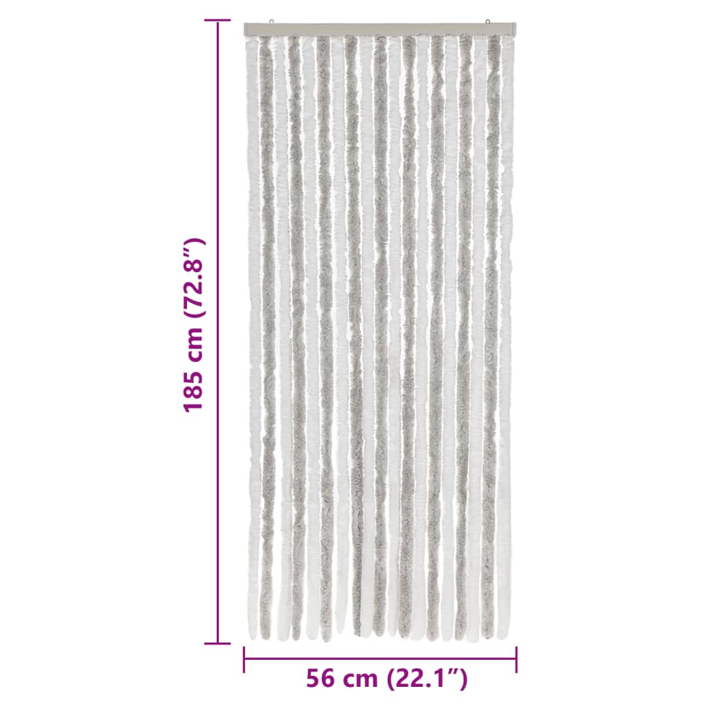 vidaXL Cortina anti-insetos 56x185 cm chenille cinzento e branco