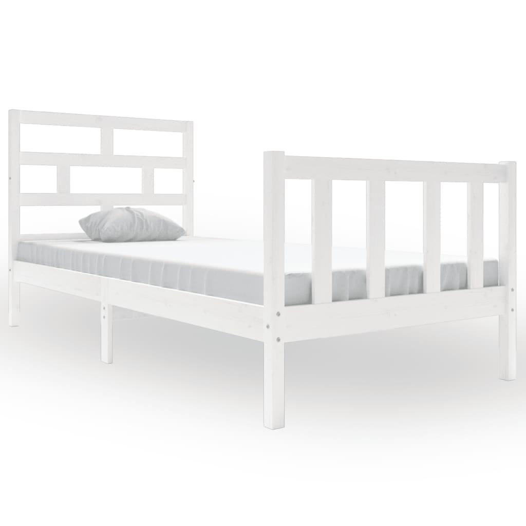 vidaXL Estrutura de cama solteiro 90x190 cm pinho maciço branco