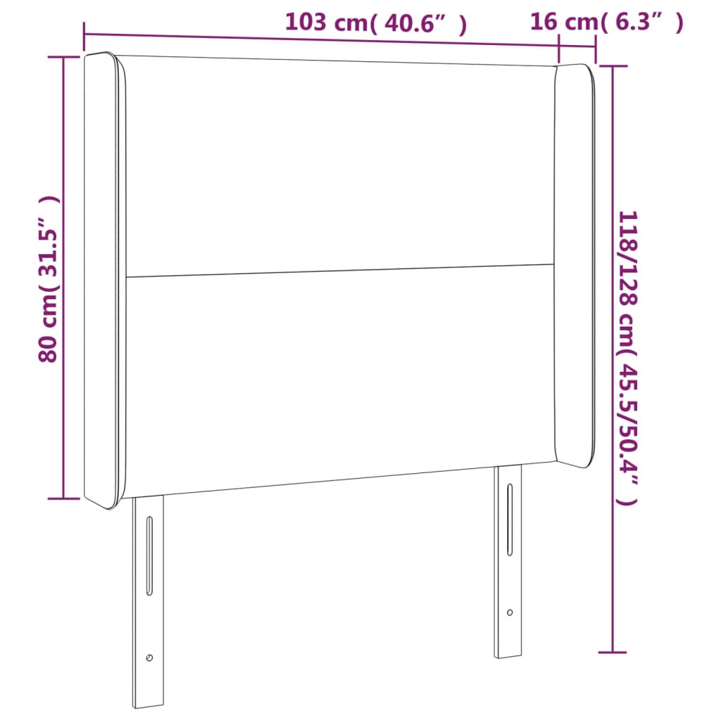 vidaXL Cabeceira cama c/ LED couro artif. 103x16x118/128 cm cappuccino