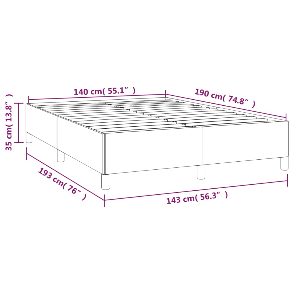 vidaXL Estrutura de cama sem colchão 140x190 cm tecido preto