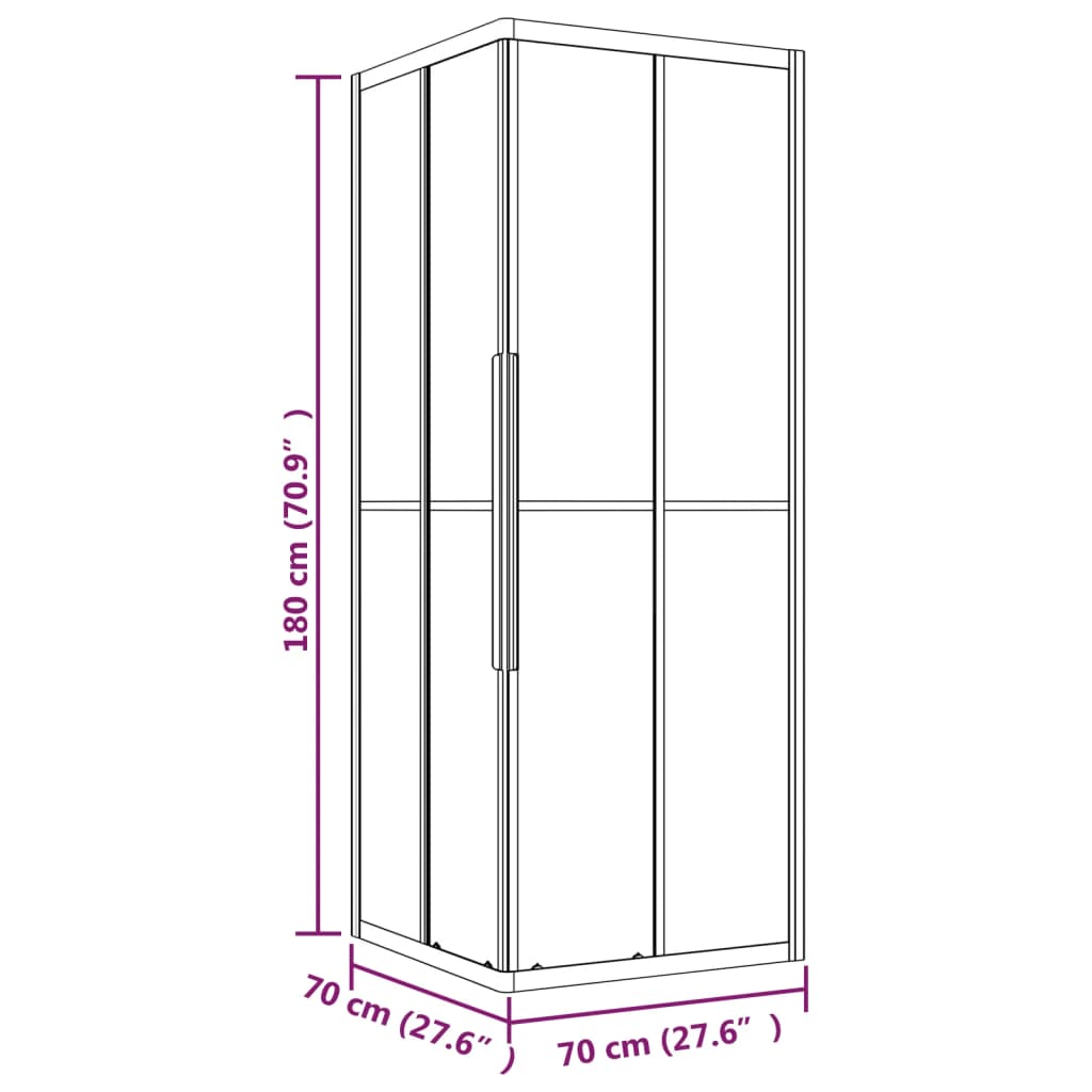 vidaXL Cabine de duche ESG opaco 70x70x180 cm