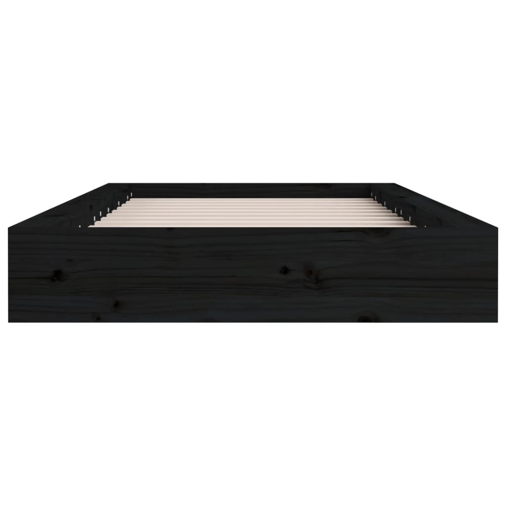 vidaXL Estrutura de cama casal 135x190 cm madeira maciça preto