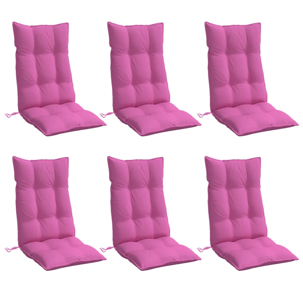 vidaXL Almofadões p/ cadeira encosto alto 6 pcs tecido oxford rosa