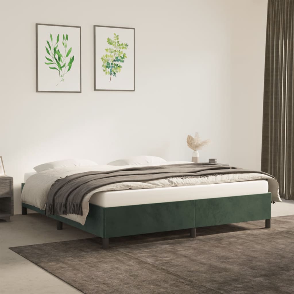 vidaXL Estrutura de cama 160x200 cm veludo verde-escuro