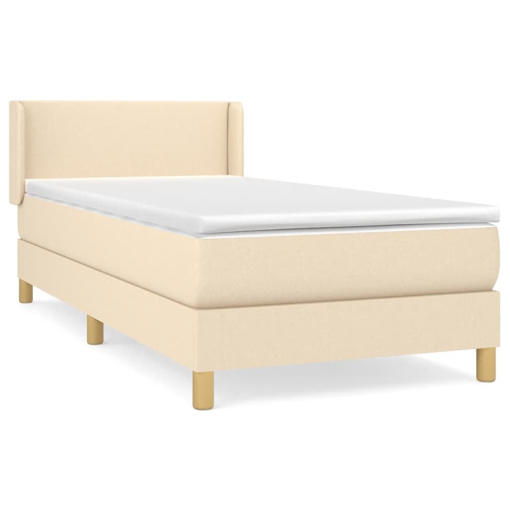 vidaXL Cama com molas/colchão 100x200 cm tecido cor creme