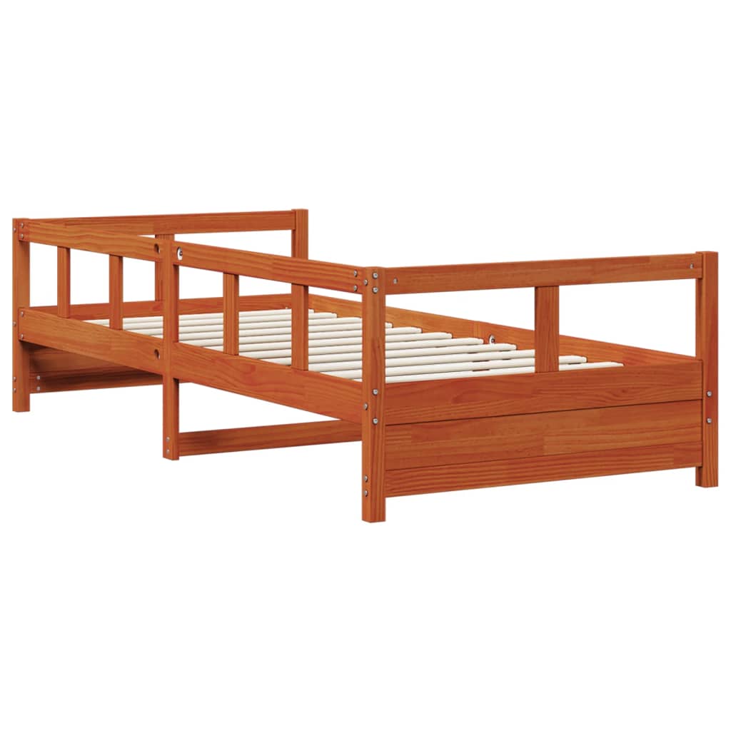 vidaXL Sofá-cama sem colchão 80x200 cm madeira de pinho castanho cera