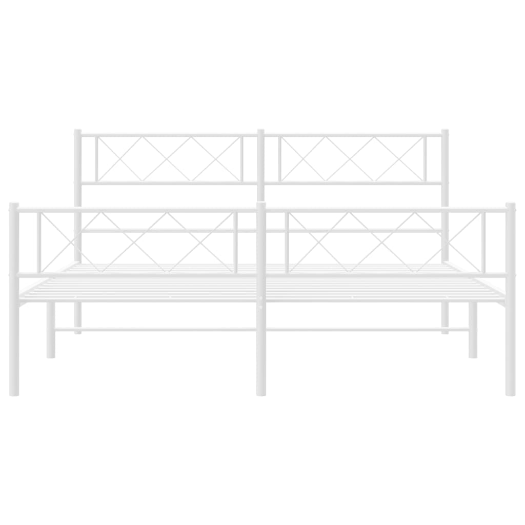 vidaXL Estrutura de cama com cabeceira e pés 140x190 cm metal branco