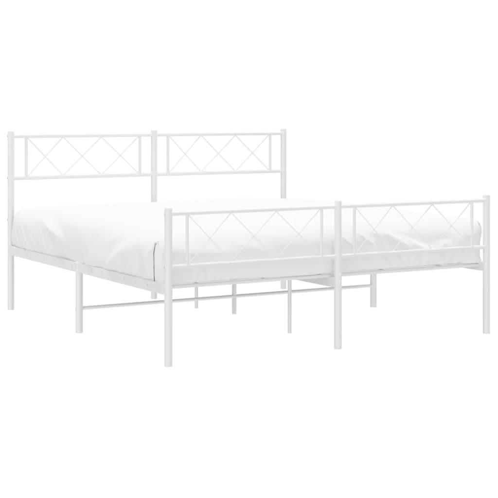 vidaXL Estrutura de cama com cabeceira e pés 120x190 cm metal branco