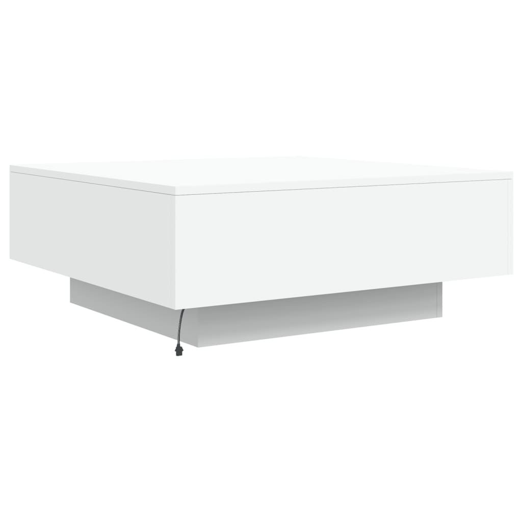 vidaXL Mesa de centro com luzes LED 80x80x31cm branco