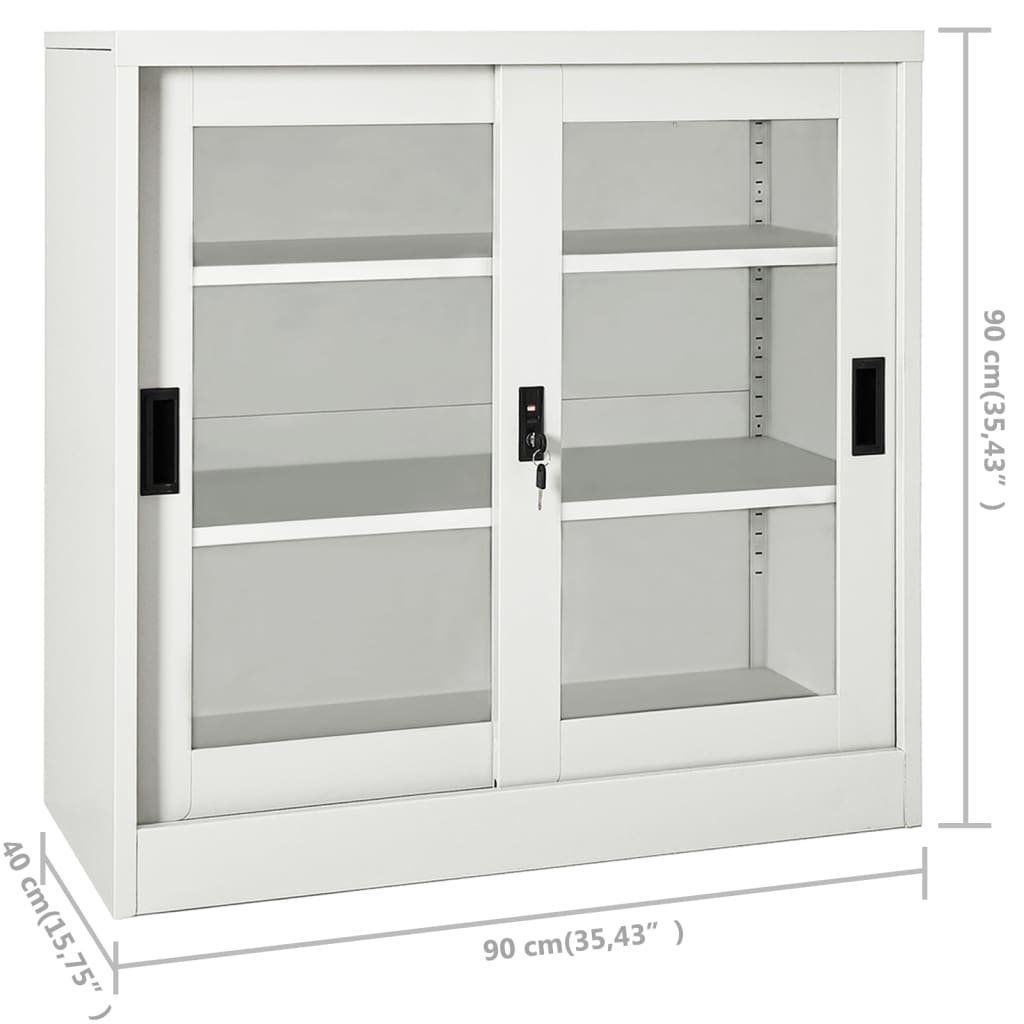 vidaXL Armário com porta deslizante aço 90x40x90 cm cinzento-claro