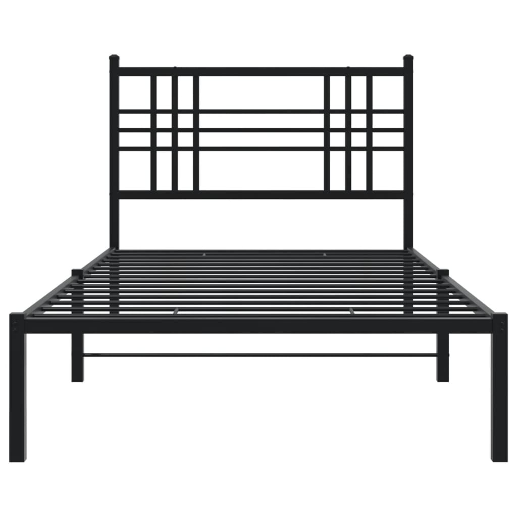 vidaXL Estrutura de cama com cabeceira 100x200 cm metal preto