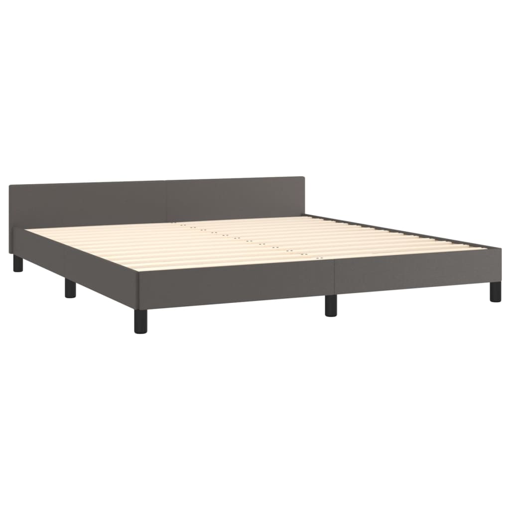 vidaXL Estrutura cama c/ cabeceira 180x200cm couro artificial cinzento