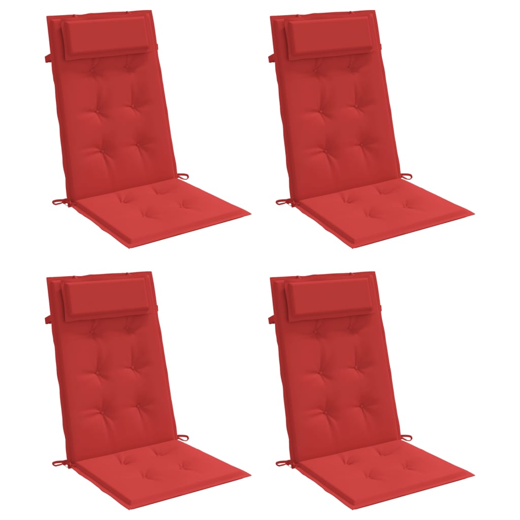 vidaXL Almofadões p/ cadeira encosto alto 4 pcs tecido oxford vermelho