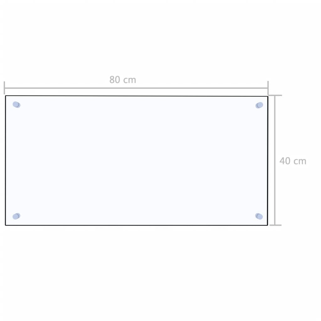 vidaXL Painel anti-salpicos cozinha 80x40 cm vidro temp. transparente