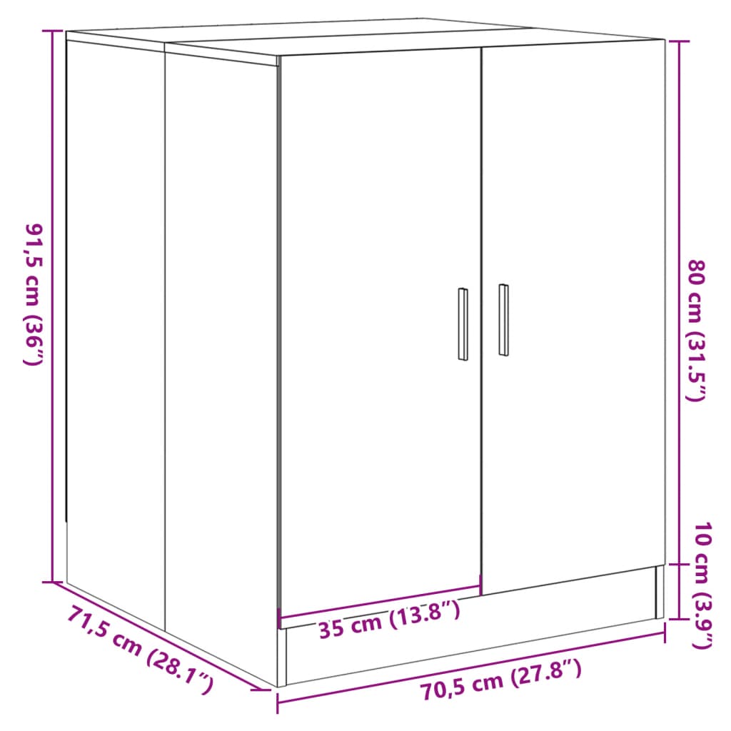 vidaXL Armário p/ máquina lavar roupa 70,5x71,5x91,5cm carvalho sonoma