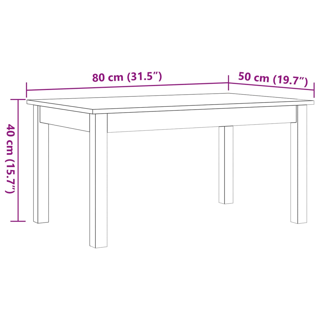 vidaXL Mesa de centro 80x50x40 cm madeira pinho maciça castanho cera