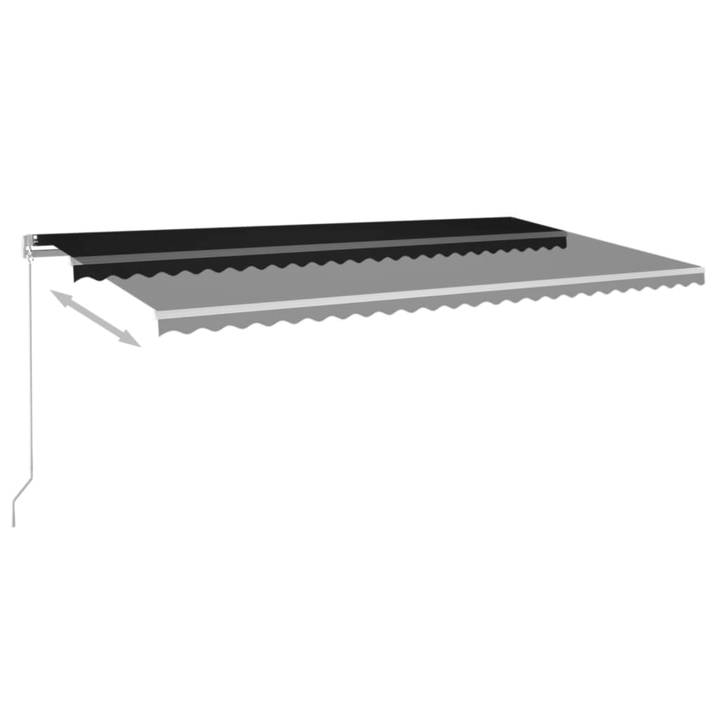 vidaXL Toldo retrátil manual com LED 600x350 cm antracite