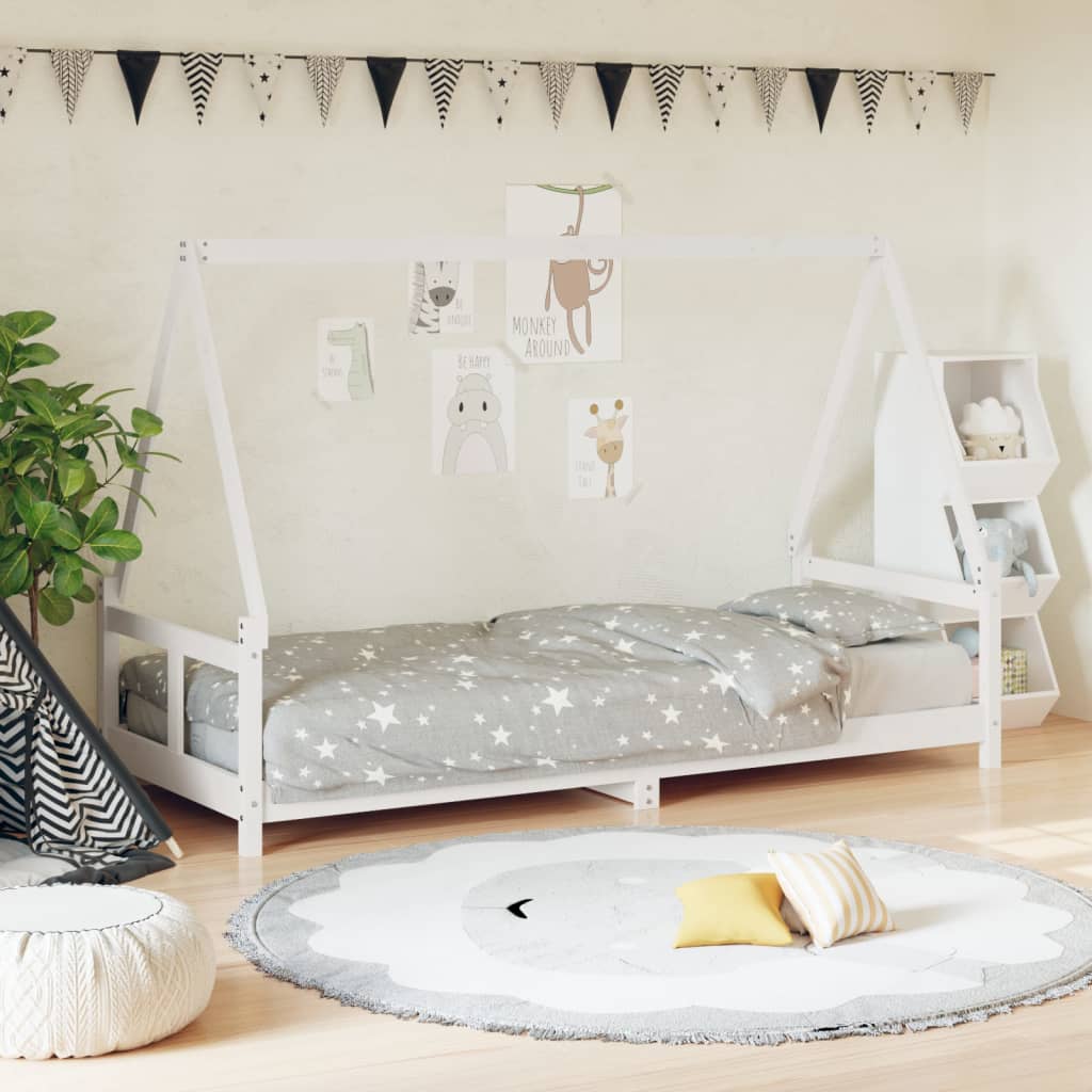 vidaXL Estrutura de cama infantil 80x200 cm pinho maciço branco