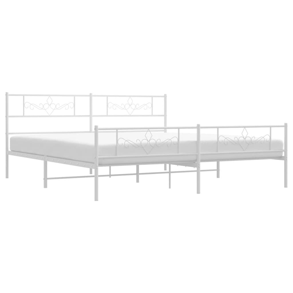 vidaXL Estrutura de cama com cabeceira e pés 193x203 cm metal branco