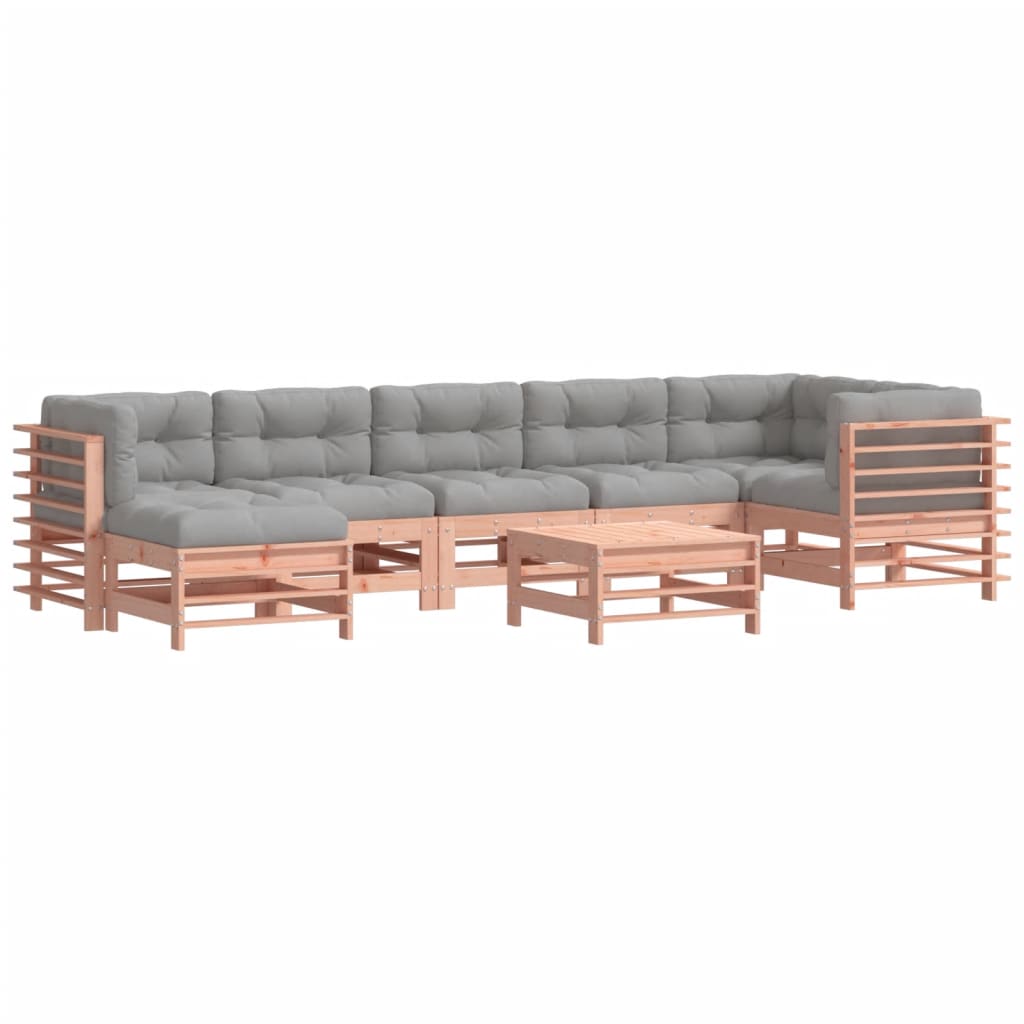 vidaXL 8 pcs conj. lounge jardim c/ almofadões madeira douglas maciça