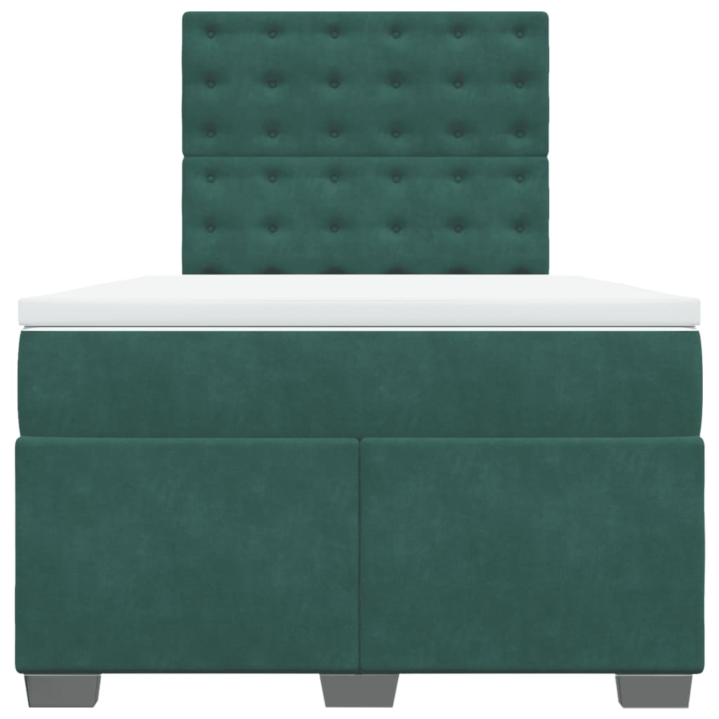 vidaXL Cama boxspring com colchão 120x200 cm veludo verde-escuro