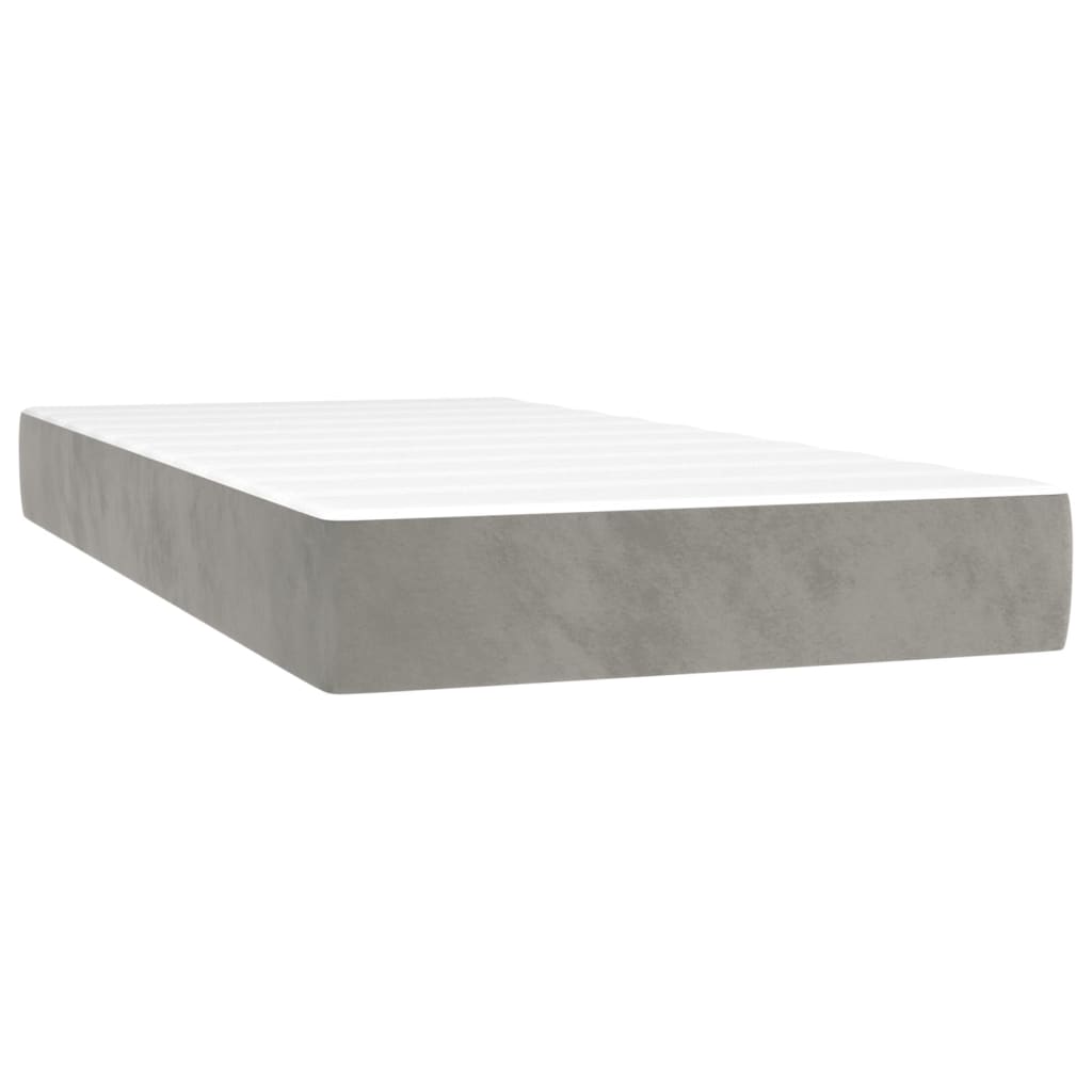 vidaXL Cama box spring c/ colchão/LED 100x200 cm veludo cinzento-claro