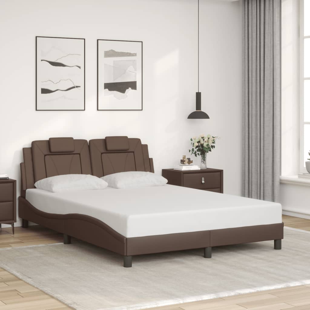 vidaXL Estrutura cama c/ cabeceira 120x200cm couro artificial castanho