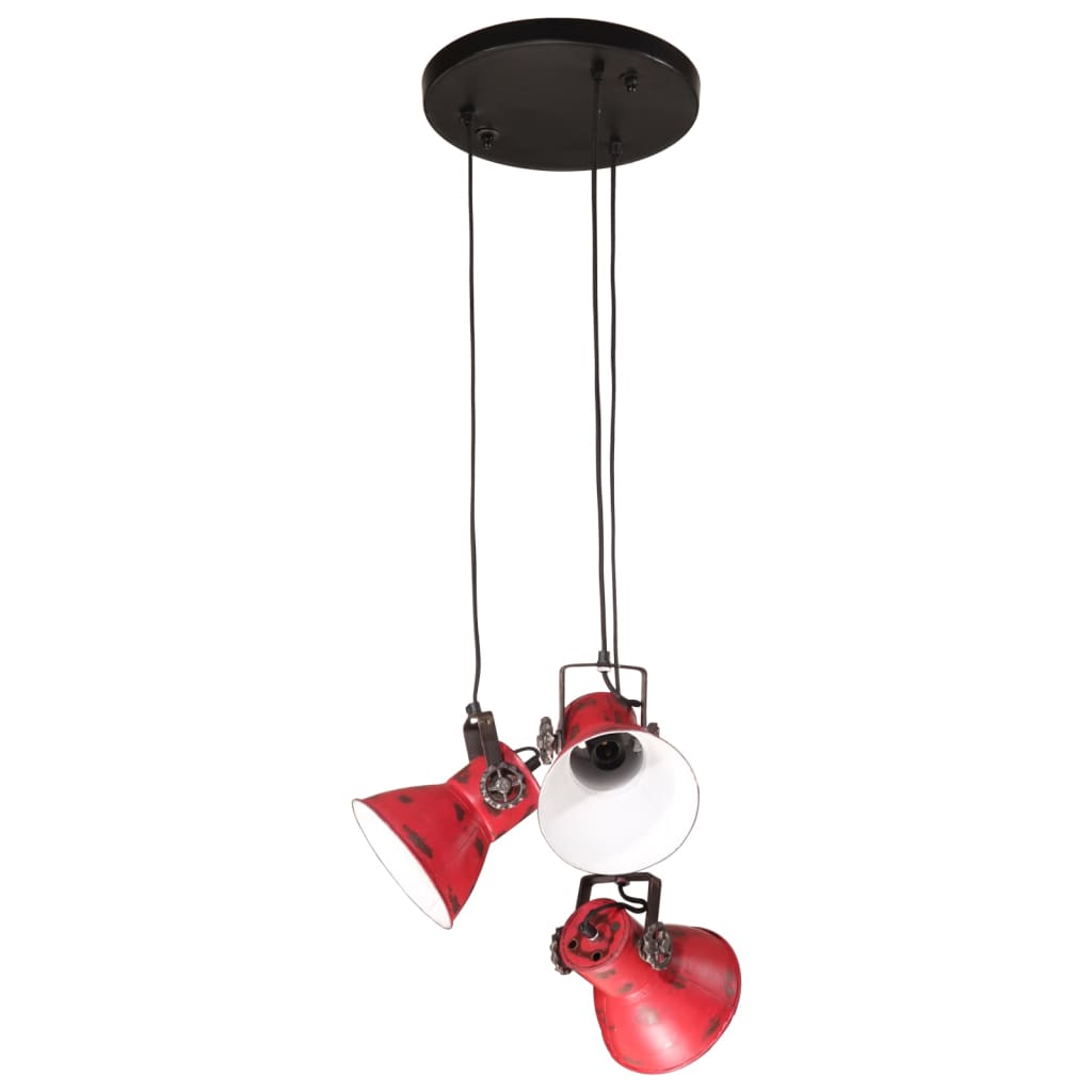 vidaXL Candeeiro suspenso 25 W 30x30x100 cm E27 vermelho desgastado