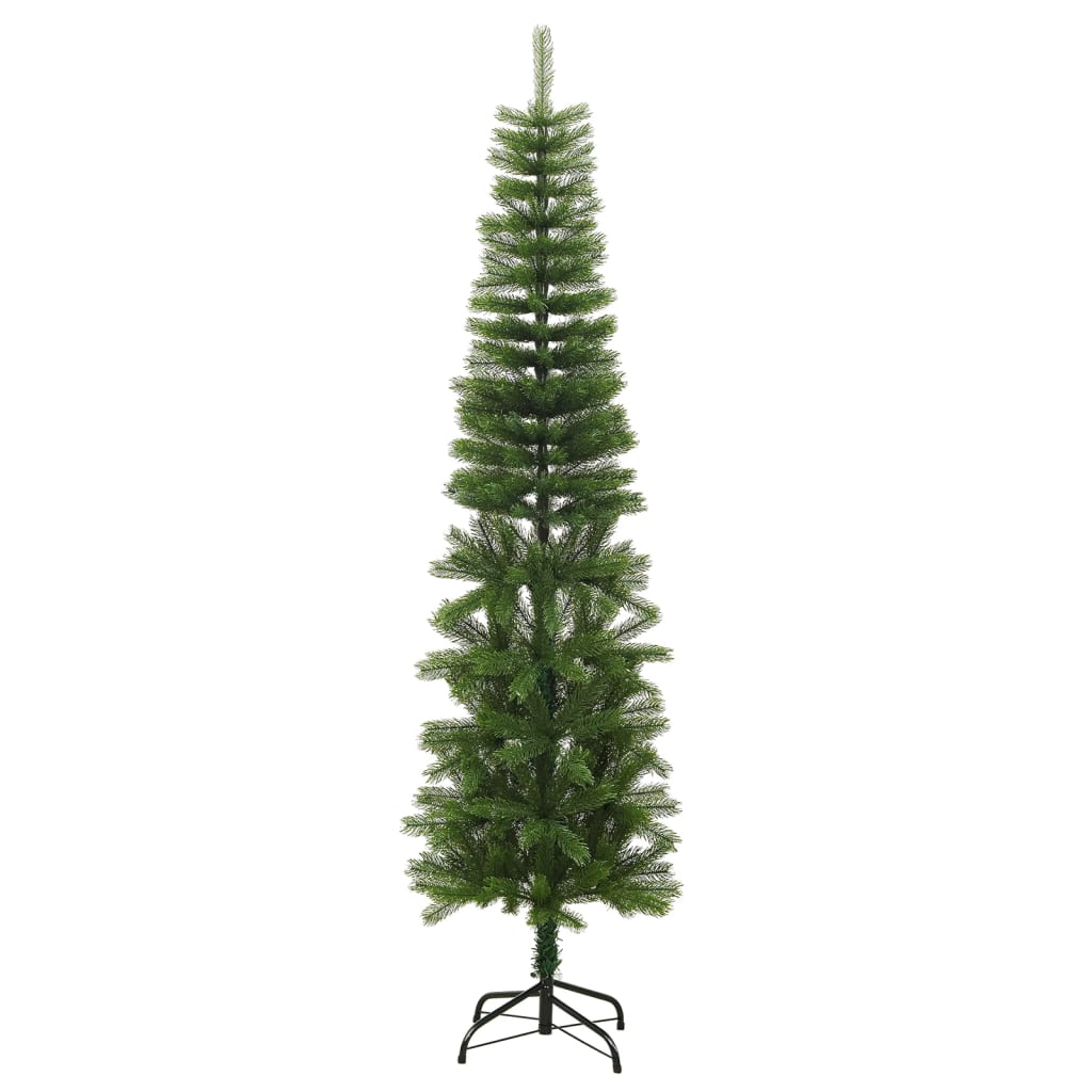 vidaXL Árvore de Natal artificial fina com suporte PE 210 cm