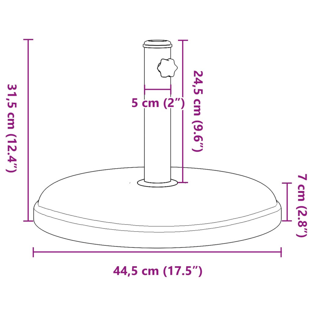 vidaXL Base de guarda-sol para postes de Ø32/35/38 mm 15 kg redondo