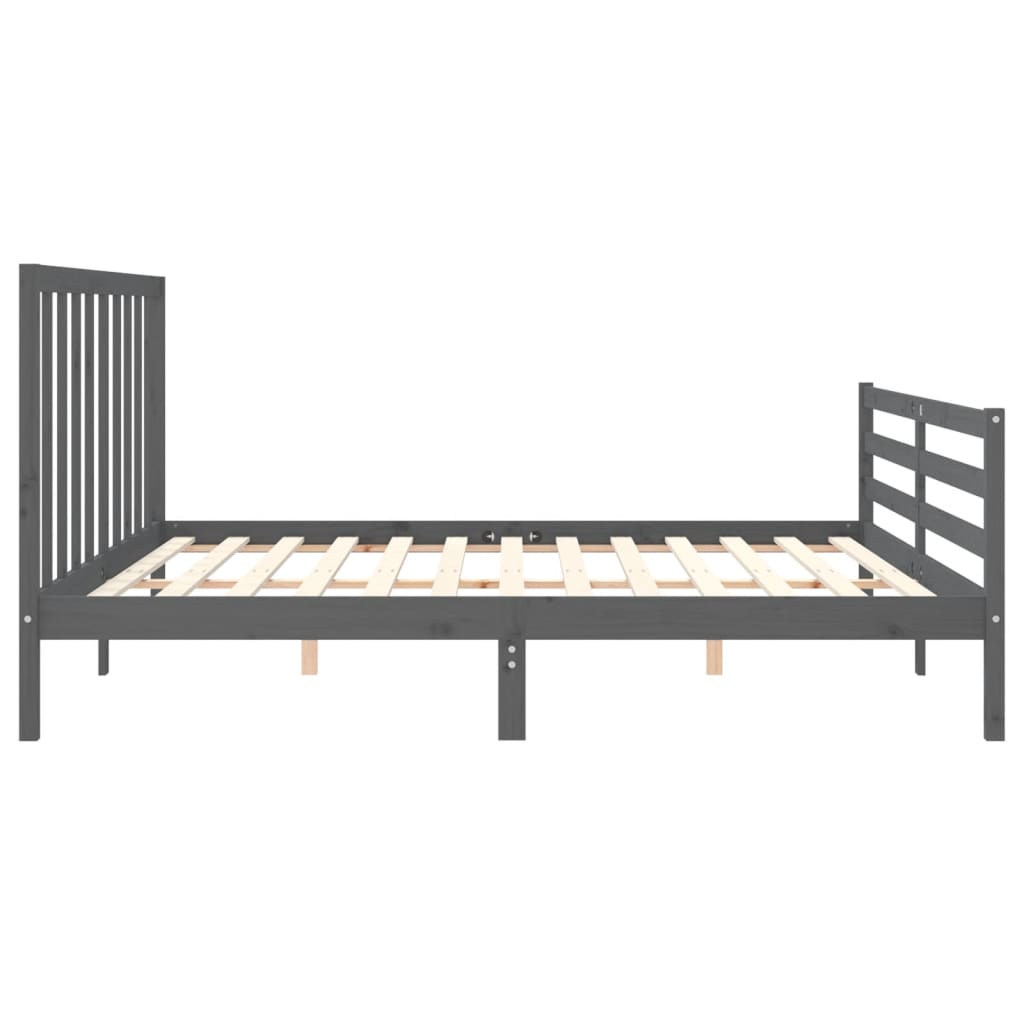 vidaXL Estrutura de cama com cabeceira 200x200 cm madeira maciça cinza