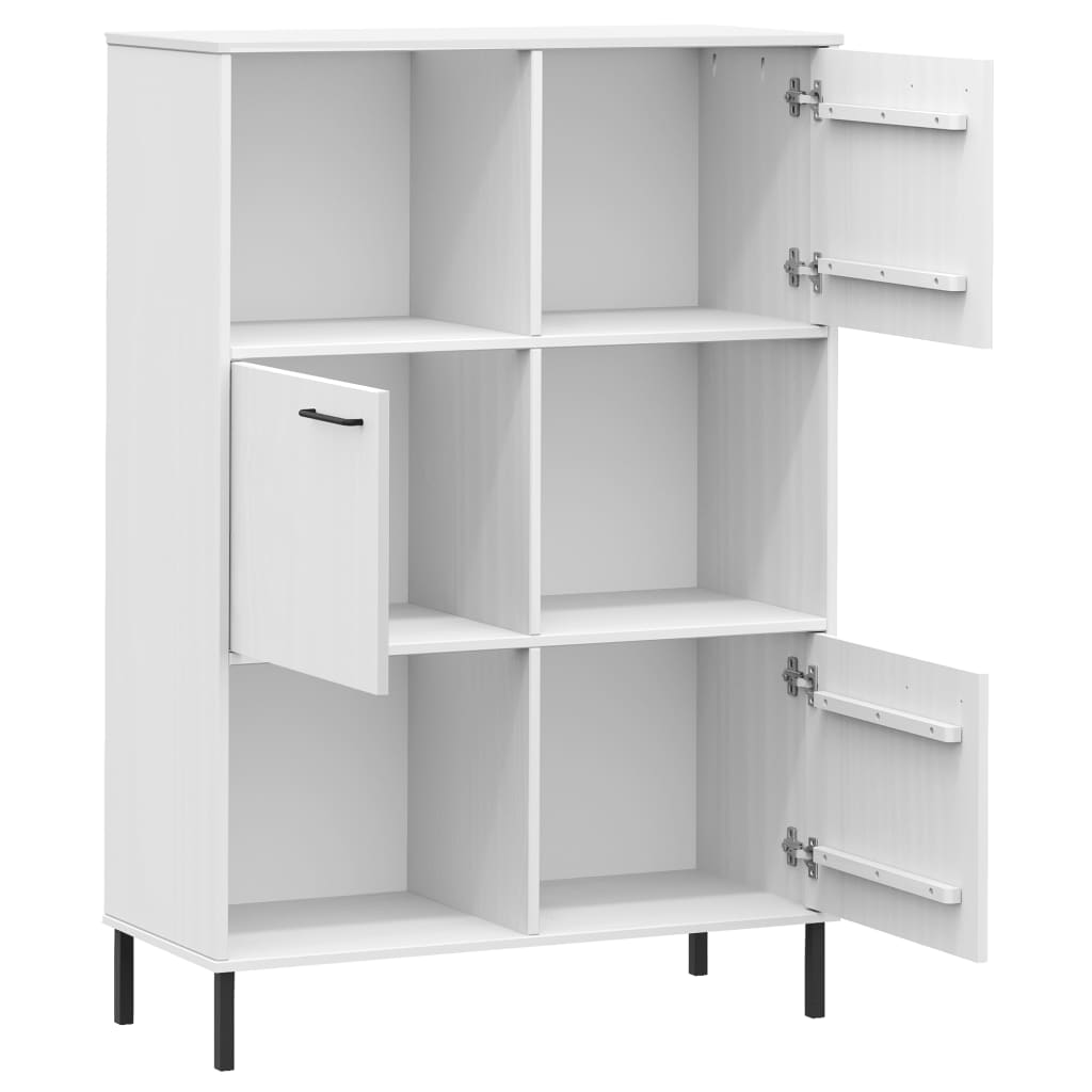 vidaXL Estante pernas metal 90x35x128,5 cm madeira maciça OSLO branco