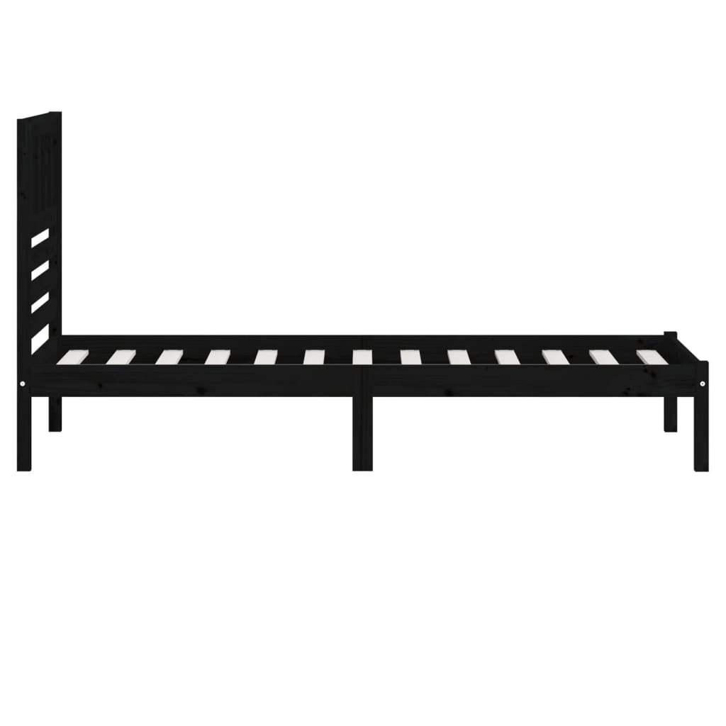 vidaXL Estrutura de cama de solteiro 90x190 cm pinho maciço preto