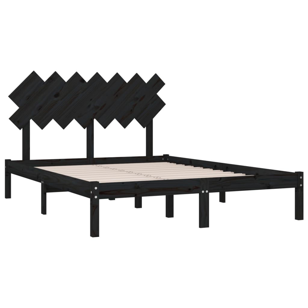 vidaXL Estrutura de cama 140x190 cm madeira maciça preto