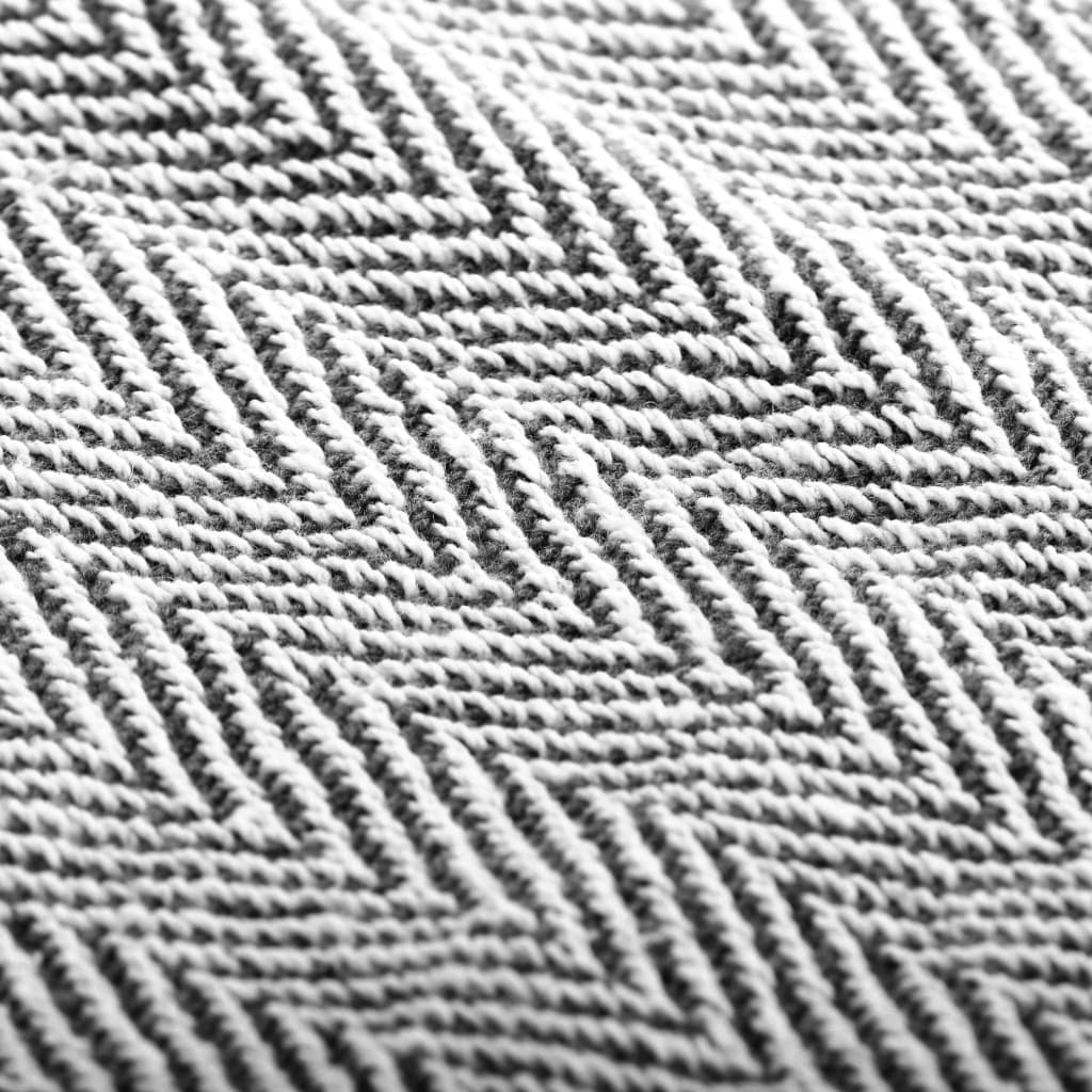 vidaXL Manta em algodão 125x150 cm padrão espinha azul-marinho